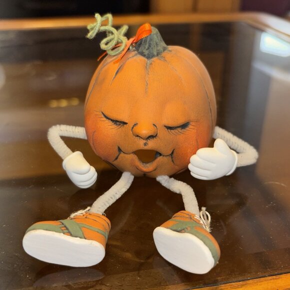 Halloween Ceramic Mold Pumpkin jack-o’-lantern sleepy face Dona’s 5” - Picture 2 of 7